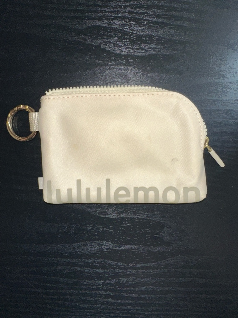 lululemon athletica Cream Zip Card & Key Holder with Gold Ring